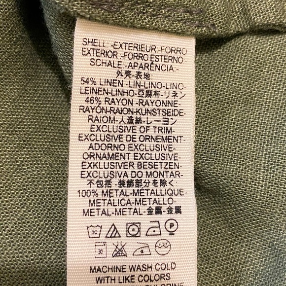 Free People Linen Blend Military Style Blazer Olive Green - Picture 10 of 10